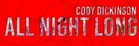 A red background with the words cody night written in purple.